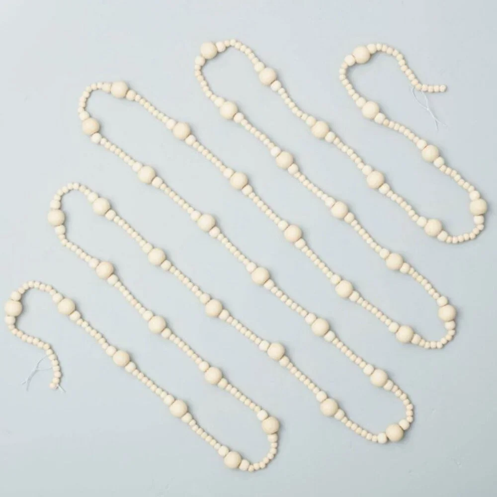 Hearth and Hand With Magnolia Natural Wood Bead Garland 12 Ft
